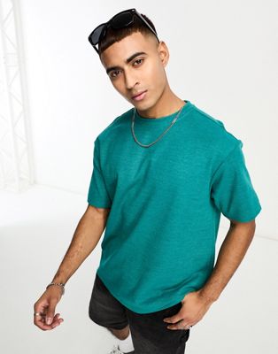 Another Influence heavy pique t-shirt in green - ASOS Price Checker