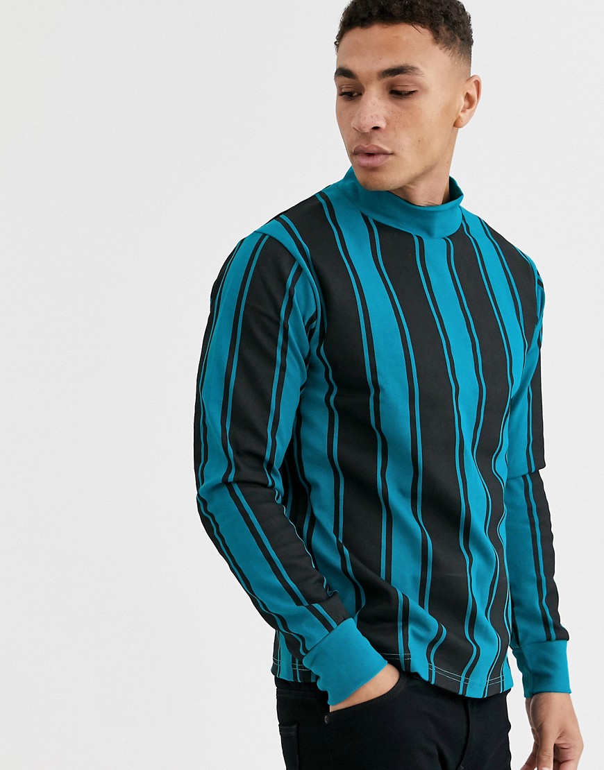 Another Influence high neck long sleeve t-shirt in stripe-Green