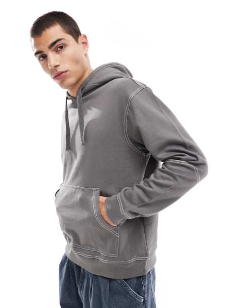 Another Influence - Hoodie met contrasterende stiksels in antraciet - view 1