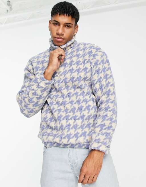 Another Influence - Jack met pied-de-poule-print in blauw