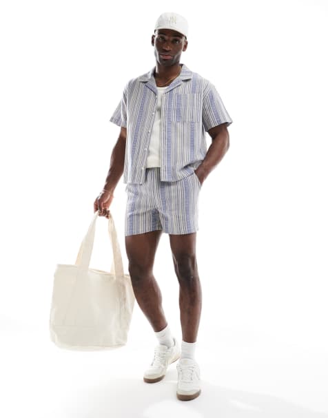 Another Influence jacquard relaxed fit shorts co-ord in blue - view 1