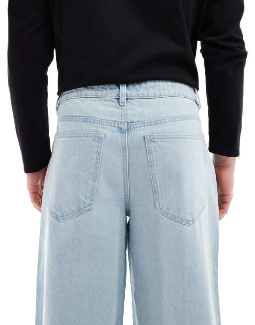 Another Influence - Jeans a fondo ampio blu lavaggio candeggiato, 4 di 5