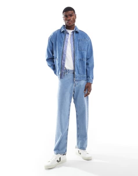 Another Influence – Jeans-Hemdjacke in Blau mit Reißverschluss - view 1