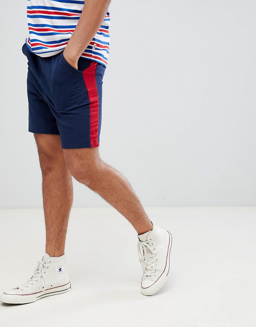 Another Influence – Jersey-shorts med sidorand-Marinblå