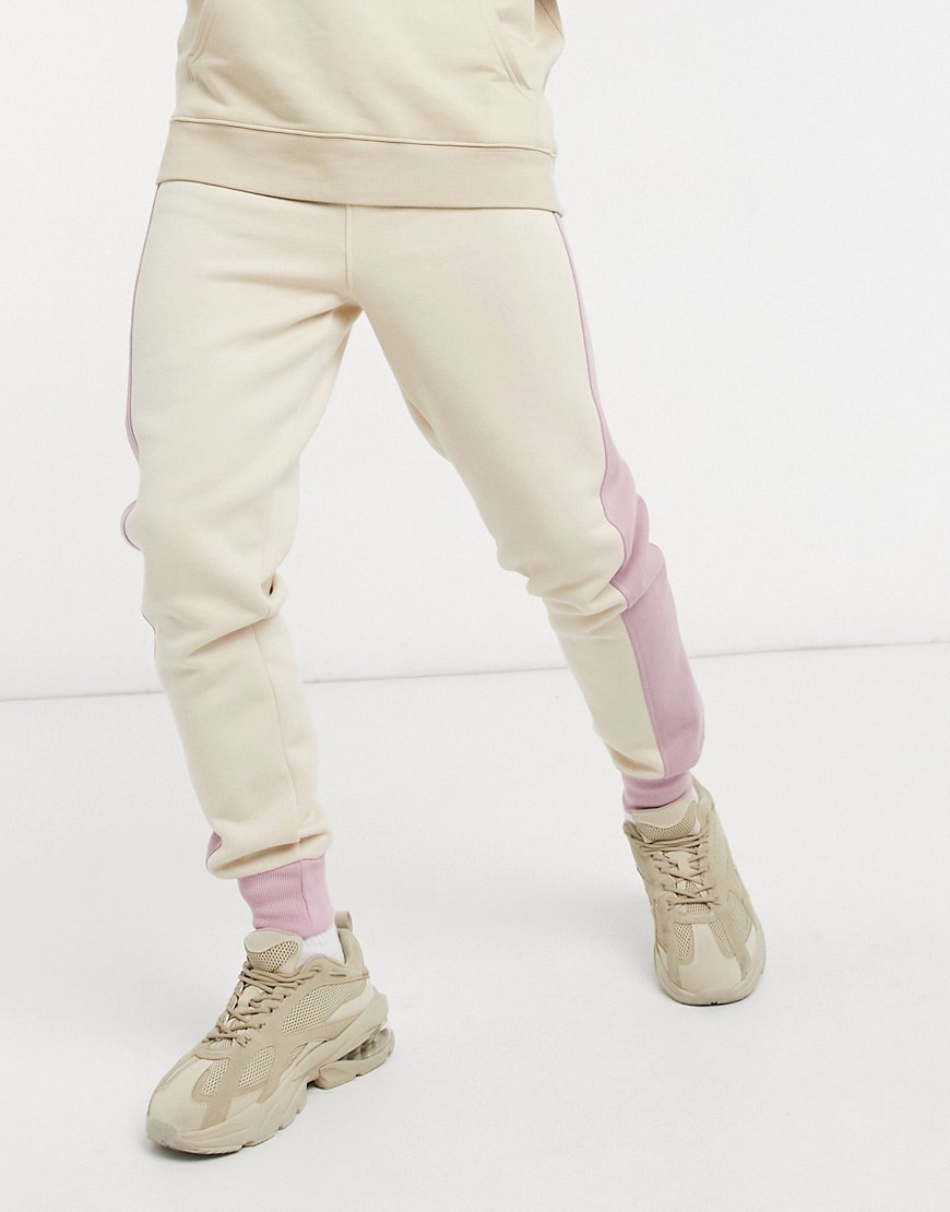 Another Influence joggers co-ord in cream-White