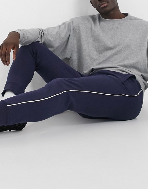Another Influence joggers co-ord with contrast piping in navy