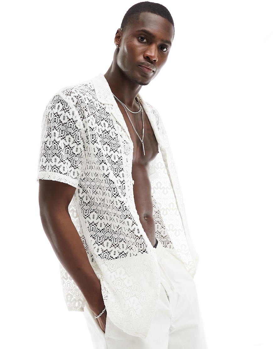 Another Influence Knit Beach Shirt In White