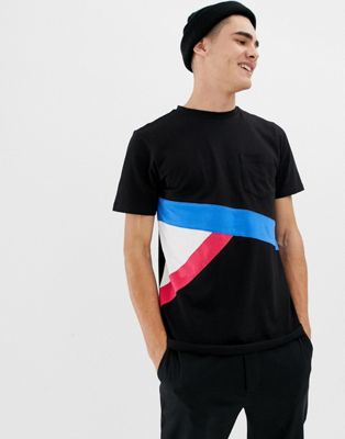 Another Influence - kontrast-farveblokket t-shirt-Sort
