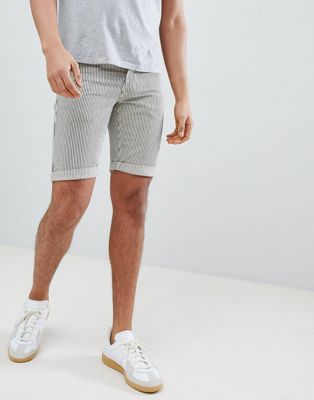 Another Influence – Kritstrecksrandiga shorts-Svart