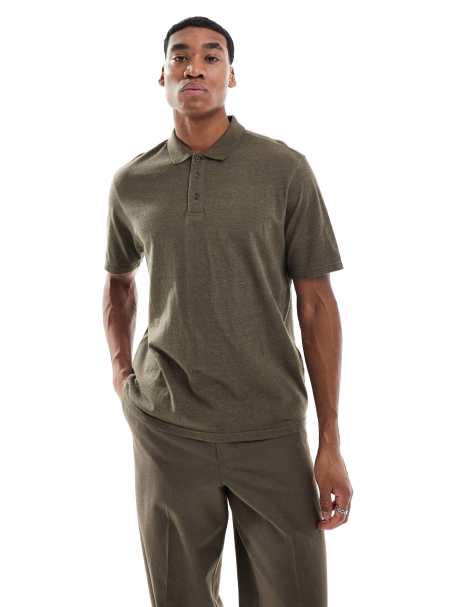 Another Influence – Kurzärmliges Polohemd in Khaki - view 1
