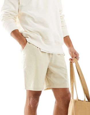 linen blend shorts in beige-Neutral