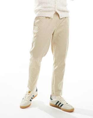 linen-mix tapered pants in beige-Neutral