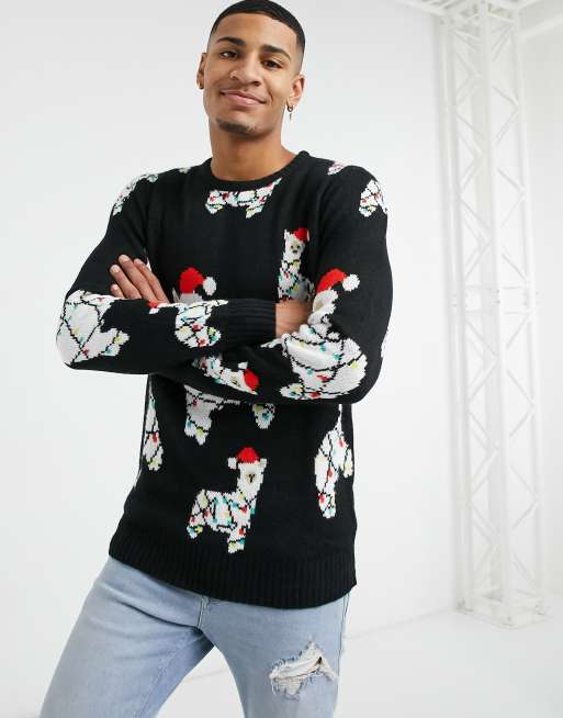 Mens llama outlet christmas sweater