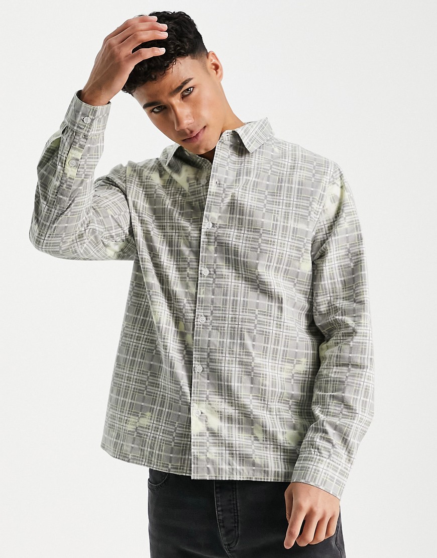Another Influence Long Sleeve Overshirt In Bleached Gray