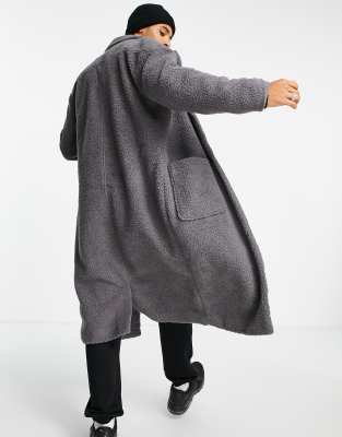 mens grey longline coat