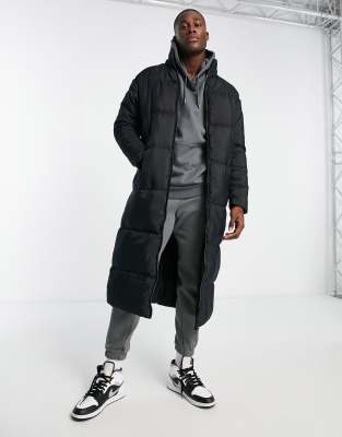 Black longline puffer jacket 2024 mens