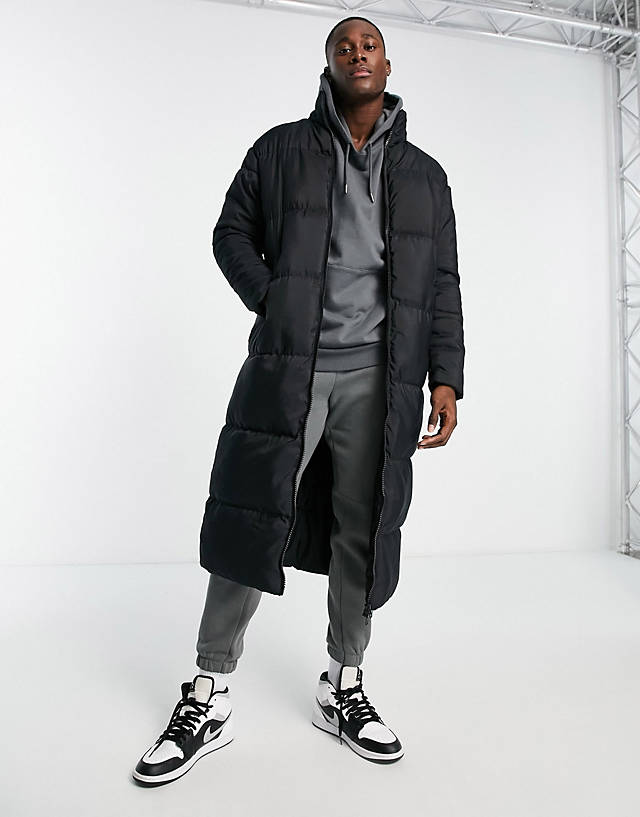 Another Influence - longline puffer jacket in black