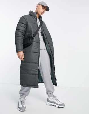 Another Influence longline puffer jacket in charcoal