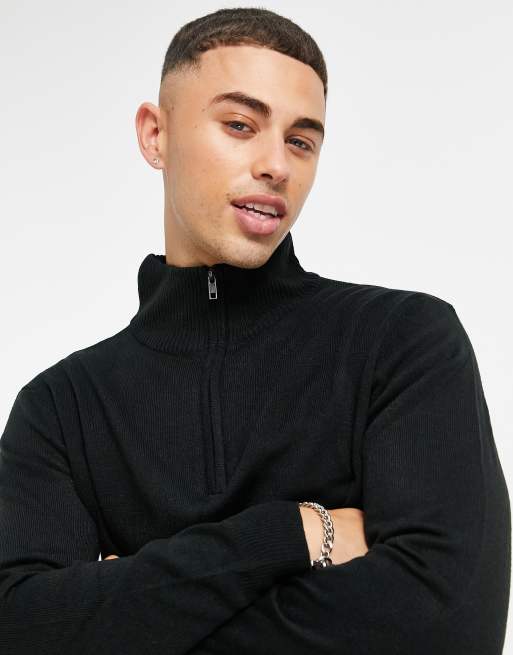 Another Influence - Maglione con cerniera lampo corta, colore nero