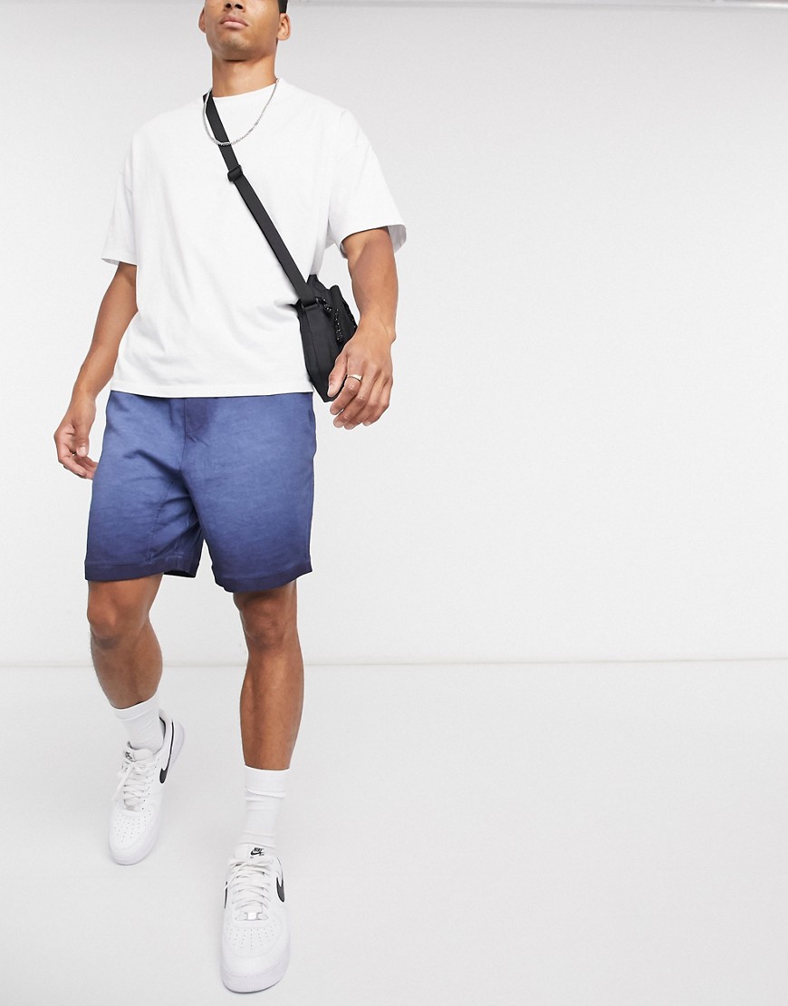 Another Influence – Marinblå stentvättade shorts i sweatshirtmaterial