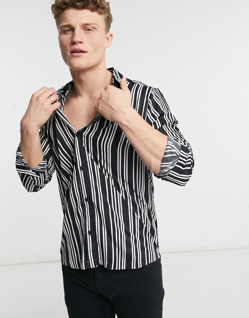Another Influence monochrome print shirt in black
