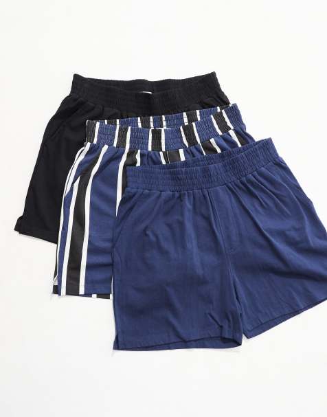 Another Influence multipack set of 3 loungewear shorts in blue multi - view 1