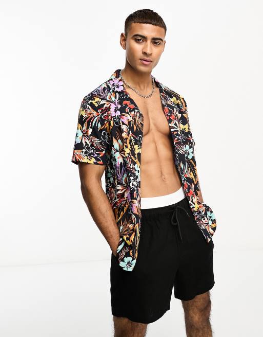 Another Influence - Overhemd met korte mouwen en print in zwart