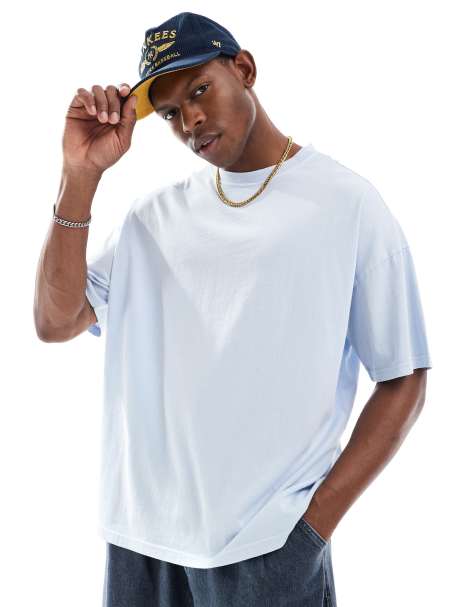 Another Influence – Oversize-T-Shirt in blauer Acid-Waschung - view 1