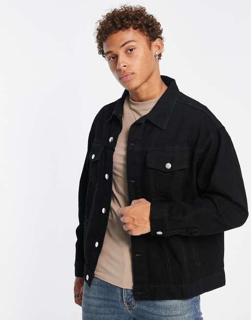 Another Influence oversized denim jacket in black | ASOS