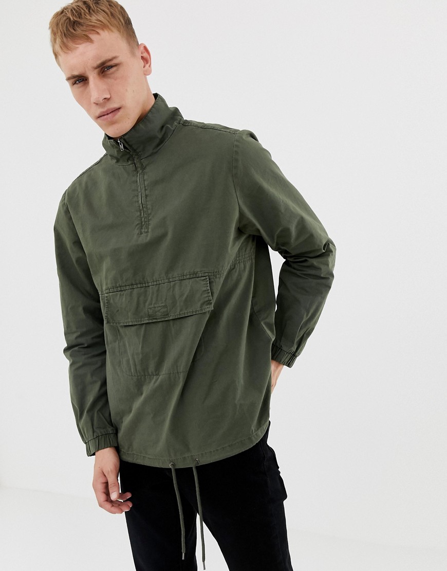 Another Influence oversized overhead utility hooded jacket-Green