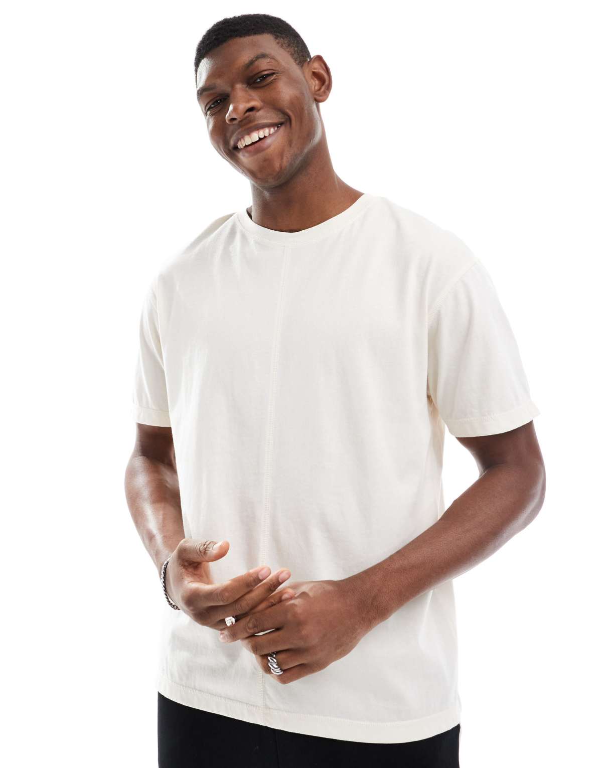 Another Influence oversized seam detail t-shirt in off-white
