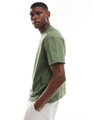 Another Influence Another Influence oversized utility t-shirt in khaki-Green