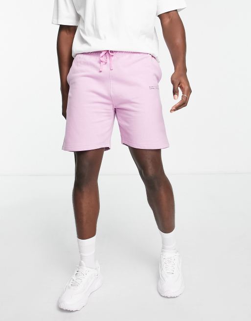 Another Influence - Pantaloncini in jersey lavaggio acido, colore lilla in coordinato