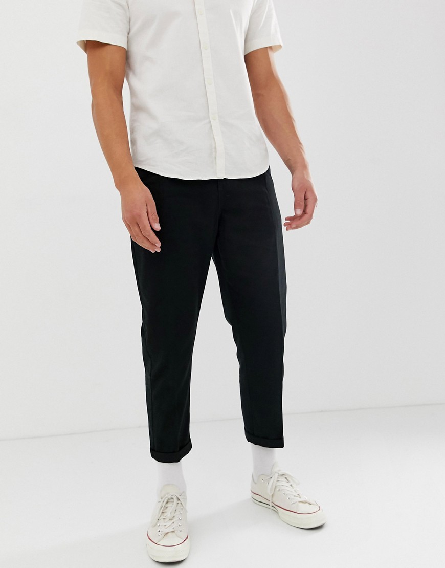 Another Influence - Pantaloni cropped ampi con pieghe frontali-Nero