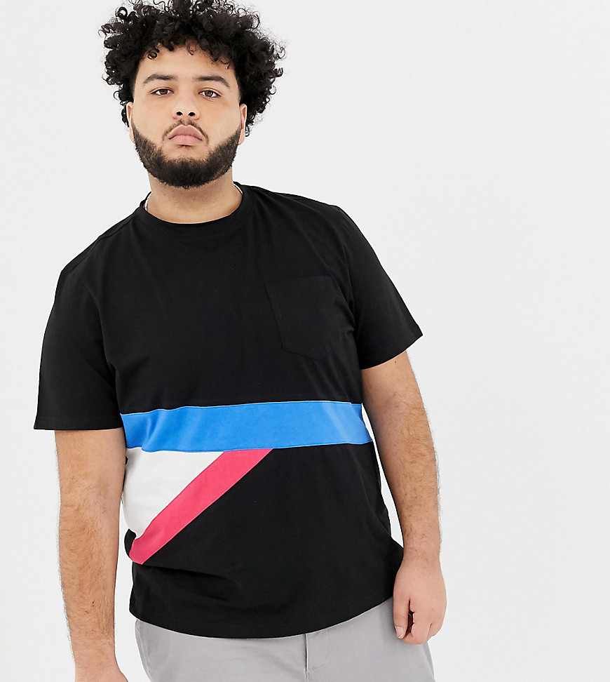 Another Influence plus – blockfärgad t-shirt i kontrasterande färger-svart