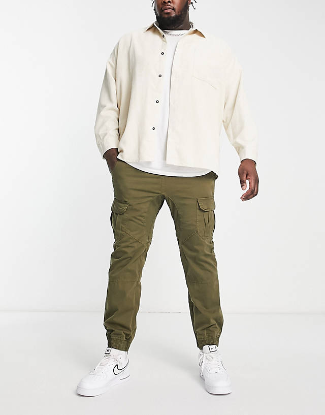 Another Influence - plus cargo trousers in khaki