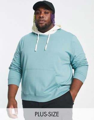 Another Influence Plus colour block hoodie in dusty teal