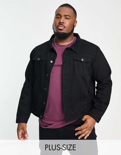 Plus size denim jacket black hotsell