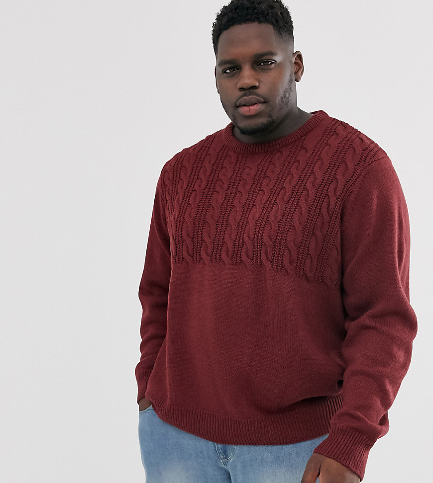 Another Influence Plus half cable jumper in burgundy-Red