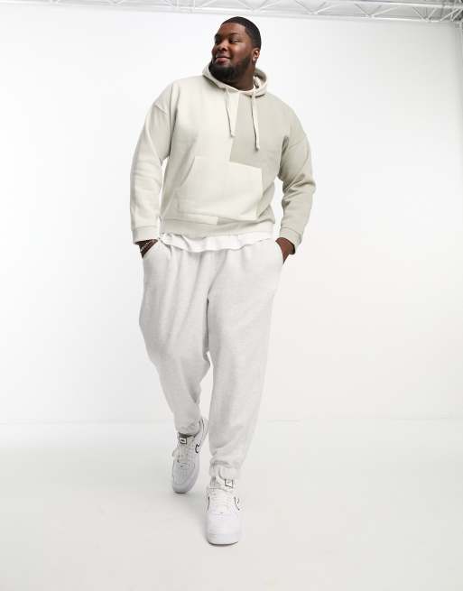 Another Influence Plus - Hoodie met gesplitste kleurvlakken in grijs