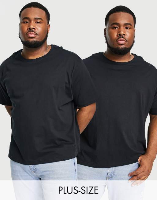 Another Influence Plus Kastenformige T Shirts in Schwarz im 2er Pack ASOS