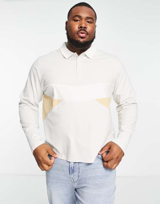 Another Influence Plus long sleeve colour block polo in grey, 2 of 4