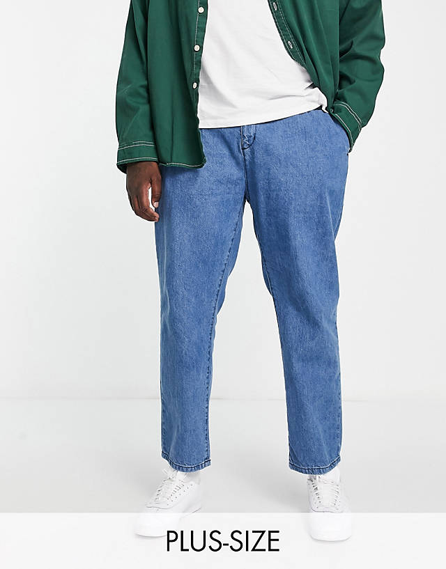 Another Influence - plus loose fit straight jeans in washed blue