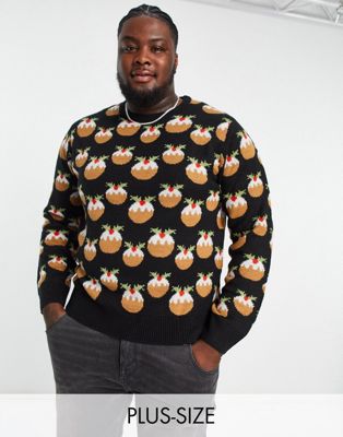 Another Influence Plus pudding Christmas jumper in black