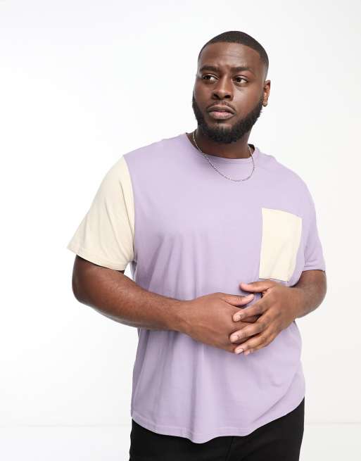 Another Influence Plus regular fit color block t-shirt in purple