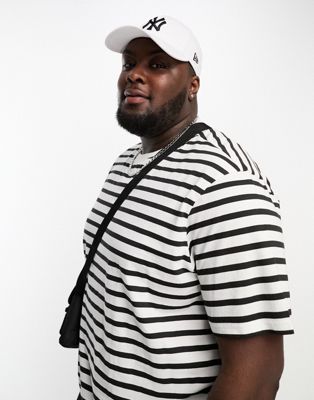 Another Influence Plus drop shoulder stripe t-shirt in black & white  - ASOS Price Checker