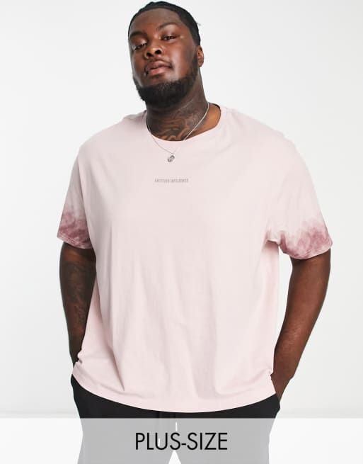 Another Influence Plus - T-shirt coupe carrée à manches effet tie-dye - Vieux rose