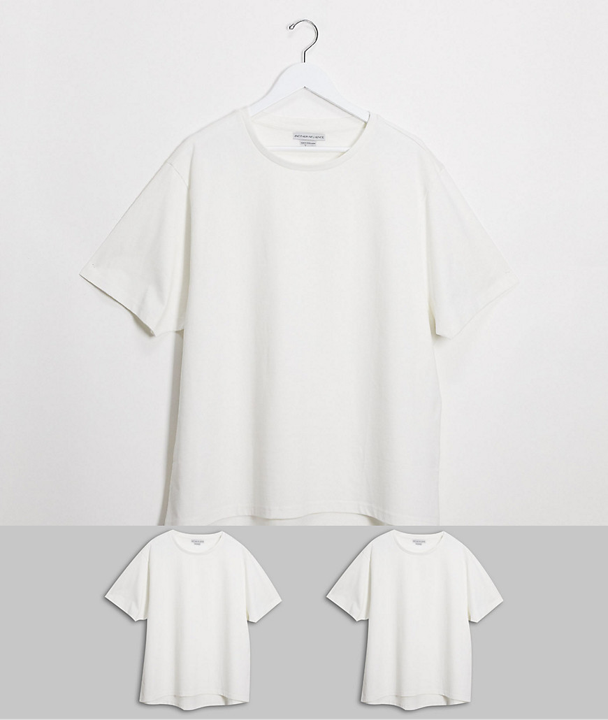Another Influence Plus – T-shirt med rundad fåll i 2-pack-Vit