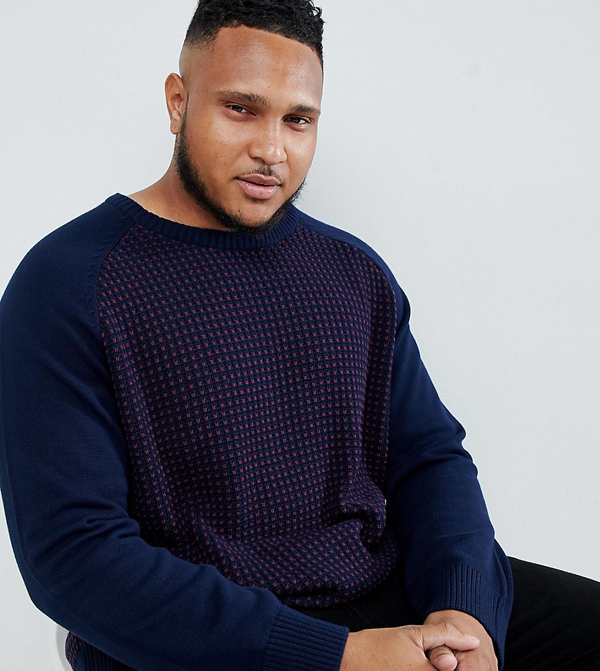 Another Influence PLUS Waffle Front Jumper-Navy