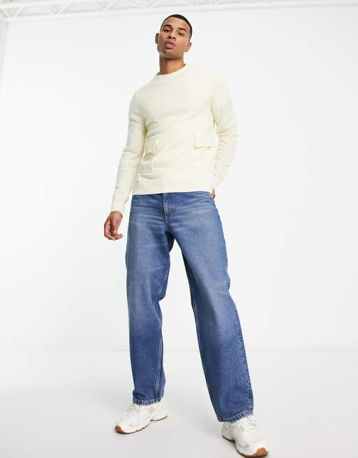 Another Influence pocket jumper in off white
